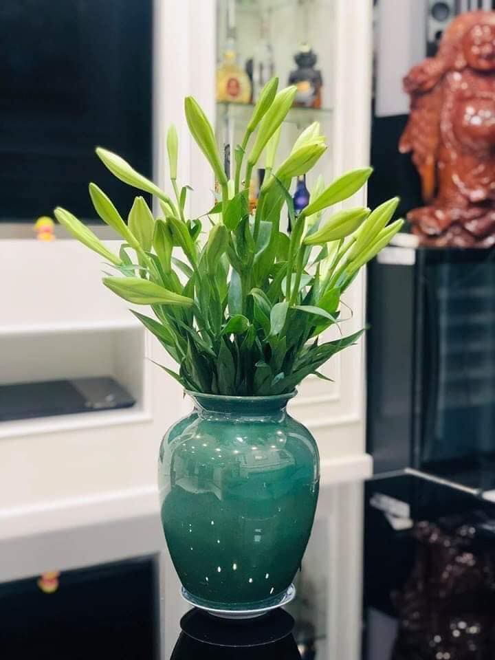 Bán bình hoa trang trí độc đáo màu men xanh hỏa biến chất lượng, bình hoa phong thủy gốm sứ Bát Tràng giá rẻ